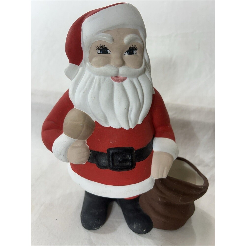 Vintage Santa Claus Candy Cane Holder Planter Ceramic Hand Painted Christmas